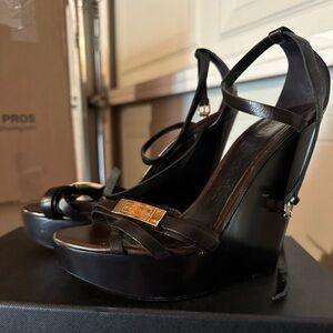 Burberry platform wedge sandals